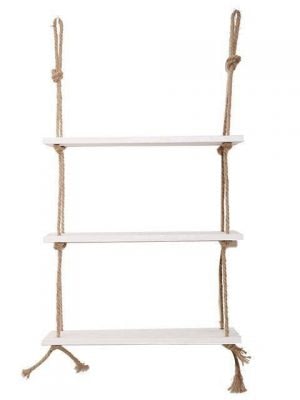 Essence by Shields Shelf | Wooden Hanging Shelf Swing Rope Shelf White 2